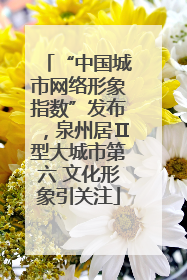 “中国城市网络形象指数”发布，泉州居Ⅱ型大城市第六 文化形象引关注