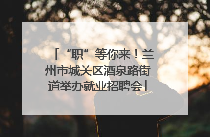 “职”等你来！兰州市城关区酒泉路街道举办就业招聘会