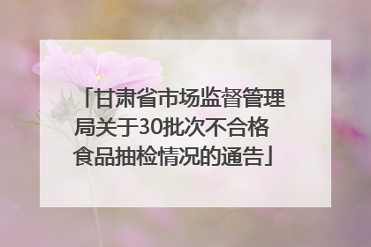 甘肃省市场监督管理局关于30批次不合格食品抽检情况的通告