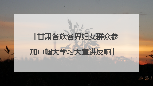 甘肃各族各界妇女群众参加巾帼大学习大宣讲反响