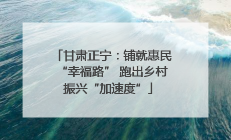 甘肃正宁：铺就惠民“幸福路” 跑出乡村振兴“加速度”