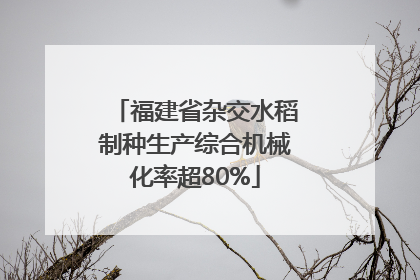 福建省杂交水稻制种生产综合机械化率超80%