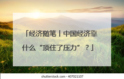 经济随笔丨中国经济靠什么“顶住了压力”？