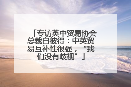 专访英中贸易协会总裁白彼得：中英贸易互补性很强，“我们没有歧视”