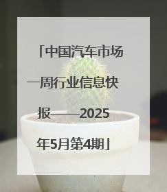 中国汽车市场一周行业信息快报——2025年5月第4期