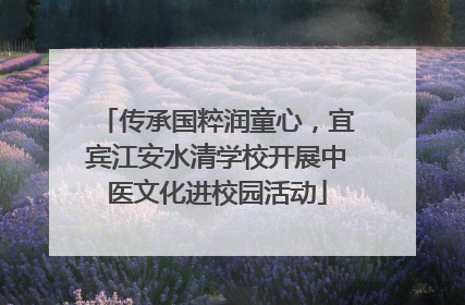 传承国粹润童心，宜宾江安水清学校开展中医文化进校园活动