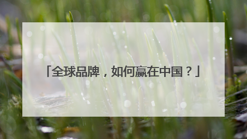 全球品牌，如何赢在中国？