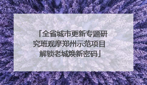全省城市更新专题研究班观摩郑州示范项目 解锁老城焕新密码