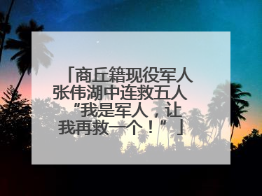 商丘籍现役军人张伟湖中连救五人 “我是军人，让我再救一个！”