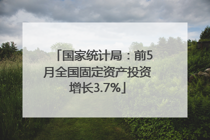国家统计局：前5月全国固定资产投资增长3.7%