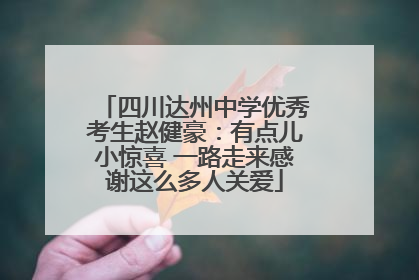 四川达州中学优秀考生赵健豪：有点儿小惊喜 一路走来感谢这么多人关爱