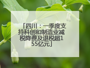 四川：一季度支持科创和制造业减税降费及退税超155亿元