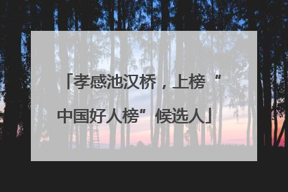 孝感池汉桥，上榜“中国好人榜”候选人