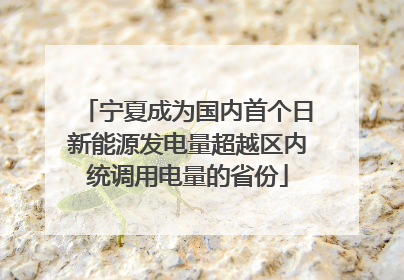 宁夏成为国内首个日新能源发电量超越区内统调用电量的省份