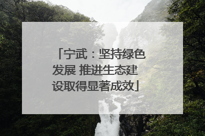 宁武：坚持绿色发展 推进生态建设取得显著成效