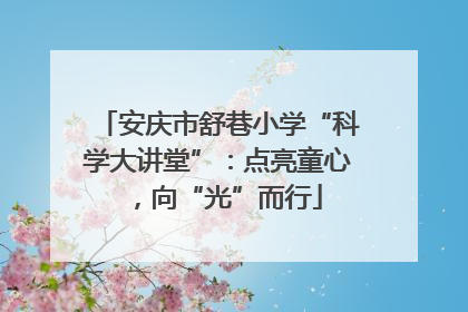 安庆市舒巷小学“科学大讲堂”：点亮童心，向“光”而行
