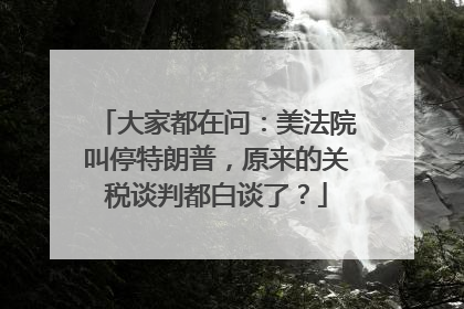 大家都在问：美法院叫停特朗普，原来的关税谈判都白谈了？