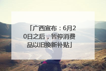 广西宣布：6月20日之后，暂停消费品以旧换新补贴
