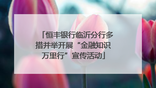 恒丰银行临沂分行多措并举开展“金融知识万里行”宣传活动