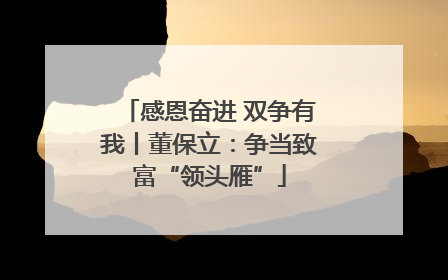 感恩奋进 双争有我丨董保立：争当致富“领头雁”
