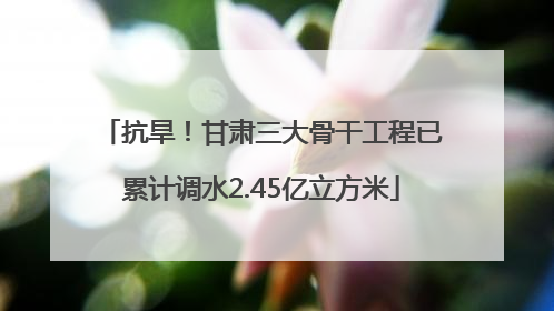 抗旱！甘肃三大骨干工程已累计调水2.45亿立方米