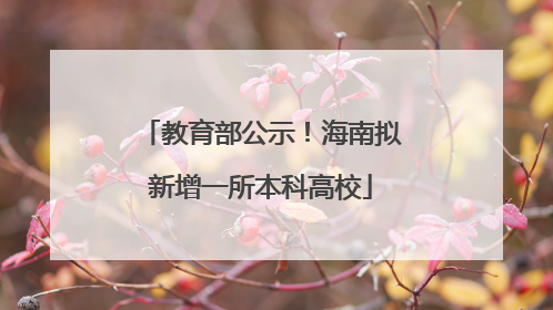 教育部公示！海南拟新增一所本科高校