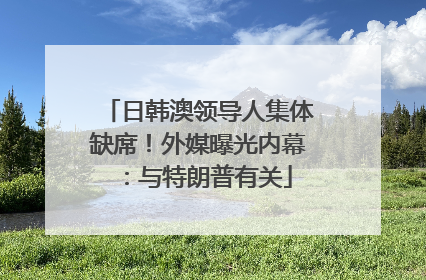 日韩澳领导人集体缺席！外媒曝光内幕：与特朗普有关
