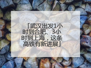 武汉出发1小时到合肥、3小时到上海，这条高铁有新进展
