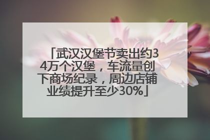 武汉汉堡节卖出约34万个汉堡，车流量创下商场纪录，周边店铺业绩提升至少30%