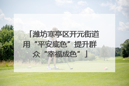 潍坊寒亭区开元街道用“平安底色”提升群众“幸福成色”