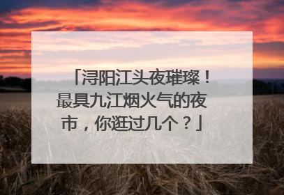 浔阳江头夜璀璨！最具九江烟火气的夜市，你逛过几个？