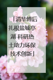 清华博后扎根盐城亭湖 科研热土助力环保技术创新