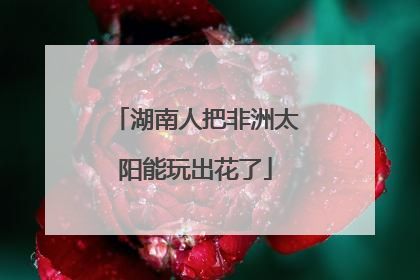 湖南人把非洲太阳能玩出花了