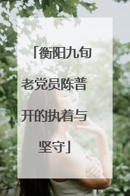 衡阳九旬老党员陈普开的执着与坚守
