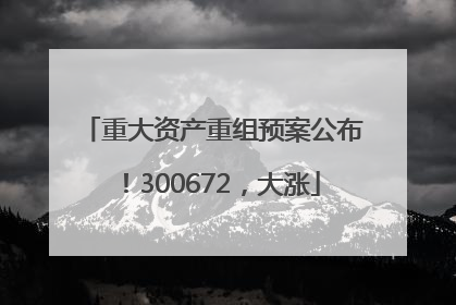 重大资产重组预案公布！300672，大涨
