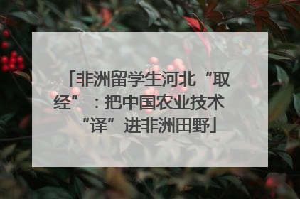 非洲留学生河北“取经”：把中国农业技术“译”进非洲田野