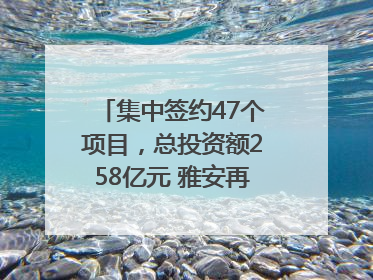 集中签约47个项目，总投资额258亿元 雅安再添发展“新引擎”｜数读西投