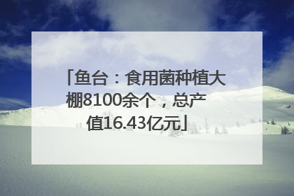 鱼台：食用菌种植大棚8100余个，总产值16.43亿元