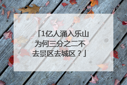 1亿人涌入乐山 为何三分之二不去景区去城区？