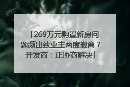 269万元购置新房问题频出致业主两度搬离？开发商：正协商解决